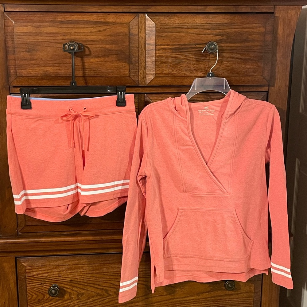 Southern Tide Coral Pink Hooded Sweatshirt & Shorts Set